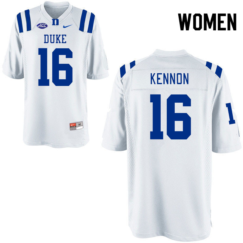 Women #16 Cole Kennon Duke Blue Devils College Football Jerseys Stitched-White